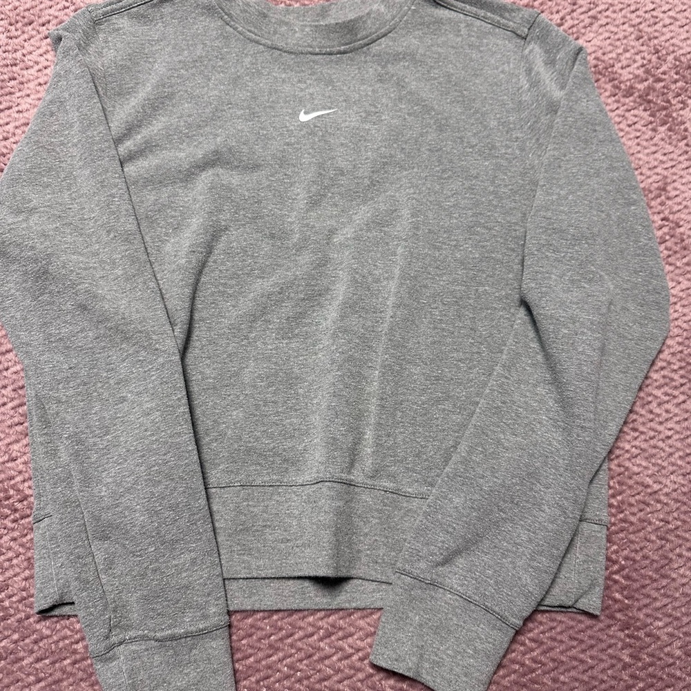 Nike Women's Classic Gray Slightly Cropped Crew Neck Sweater